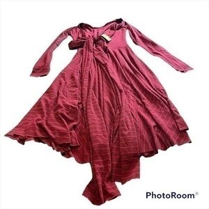 New butter striped tie in back dress